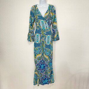 R. Vivimos Women's Bohemian Paisley Wrap-Around Long Maxi Dress Size S/ US 4/6